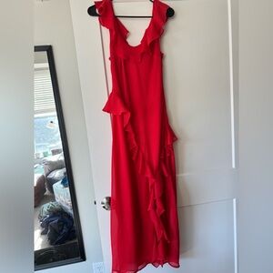 Elegant Red Ruffle Dress